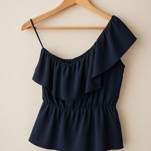 Banana Republic Dark Blue One-Shoulder Blouse
